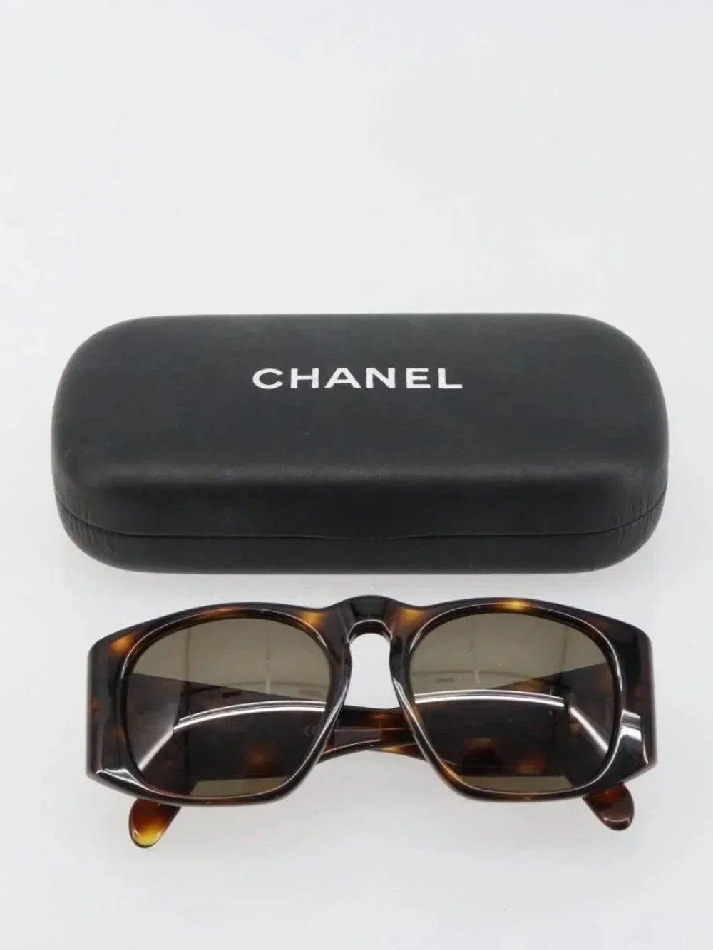 CHANEL Sunglasses Plastic Brown Gold CC Auth yk20489M